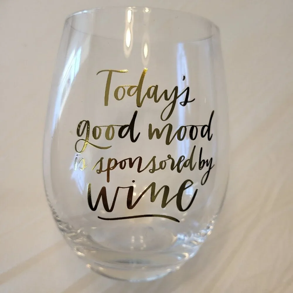 Wine Glass Good Mood Sponsored By Wine Kitschy Gift Fun Mom Girlfriend Present